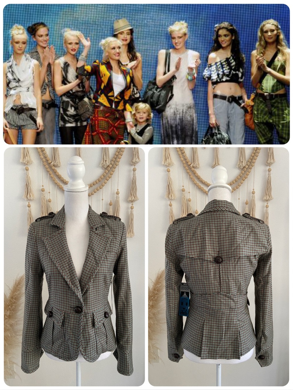 LAMB x Gwen Stefani 2008 NWT houndstooth blazer fitted jacket No Doubt Ska style